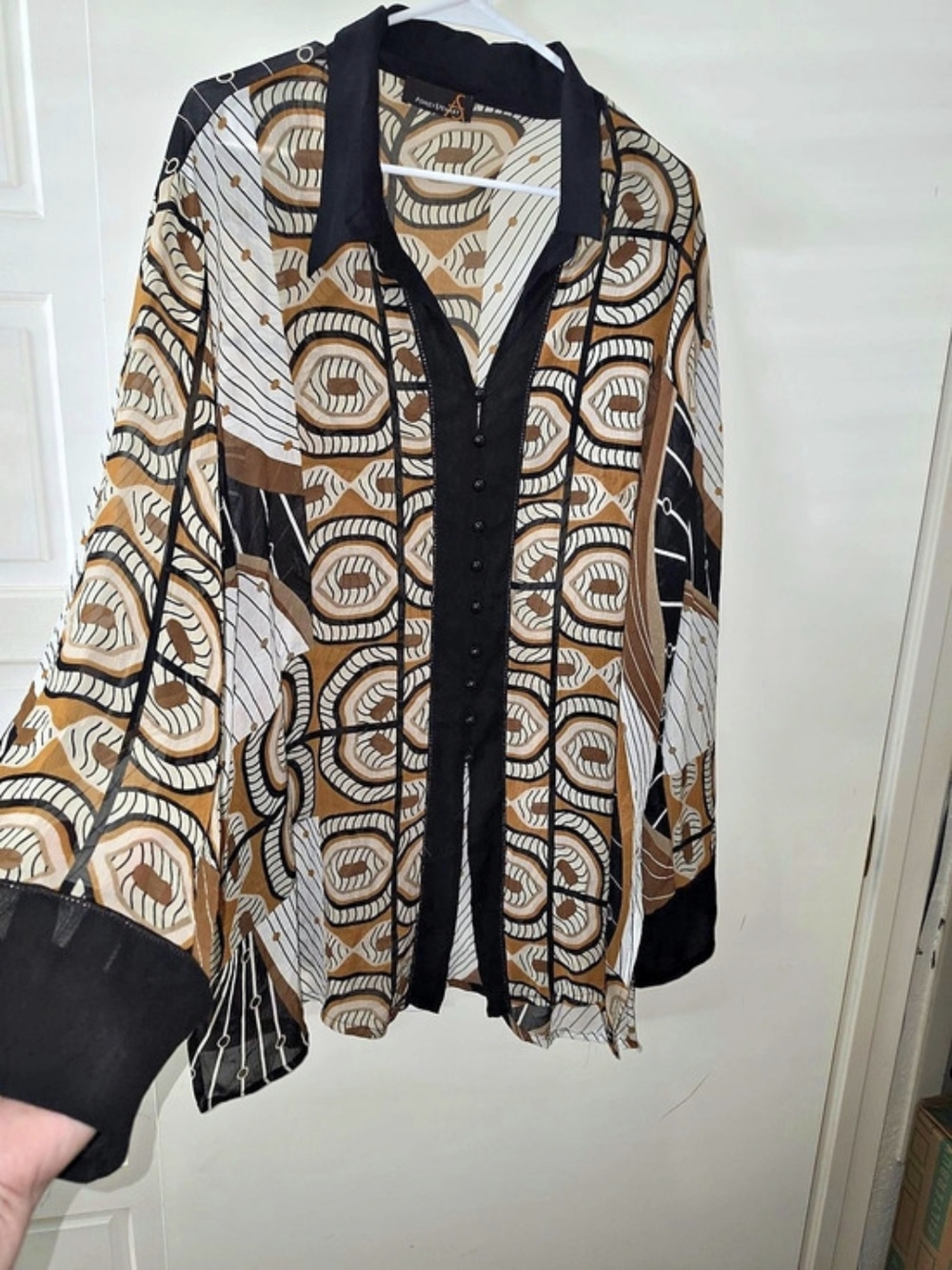 Ashley Stewart Geometric Button-Front Blouse Size 3X